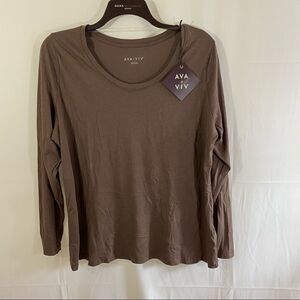 Ava & Viv Women’s Long Sleeve Crew Neck Plus Size Basic Teeshirt